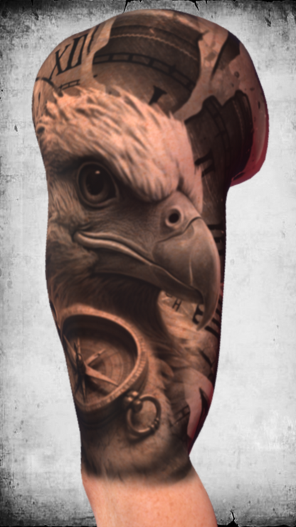 Brújula del Destino – Eagle Tattoo Stencil