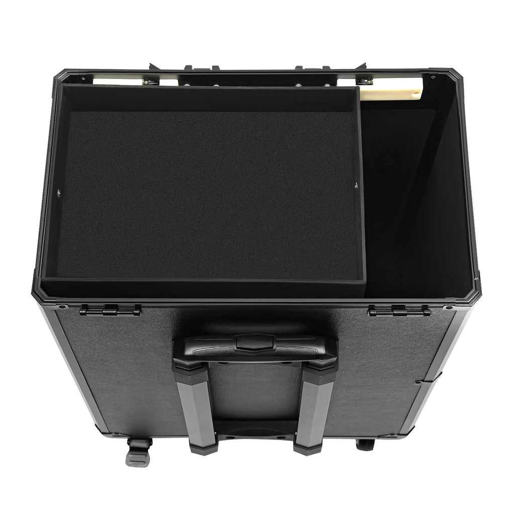 Rolling Makeup Case with 3 Drawers, Black Hand-pulled Suitcase with 4 Universal Wheels and Combination Lock for Tattoo,Manicure